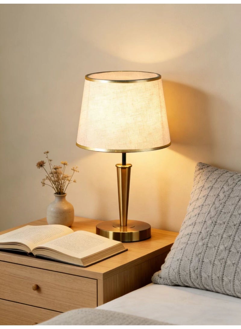 Monda Table Lamp, Simple Table Lamp, Bedside Table Lamp, Night Light, Creative Bedroom Bedside Lamp with Fabric Lampshade and Gold Base, Suitable for Bedrooms, Living Rooms, Offices, Children's Rooms, And Dormitories. - Image 2